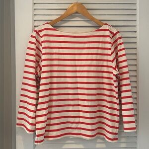 J. Crew red striped boatneck top in M
